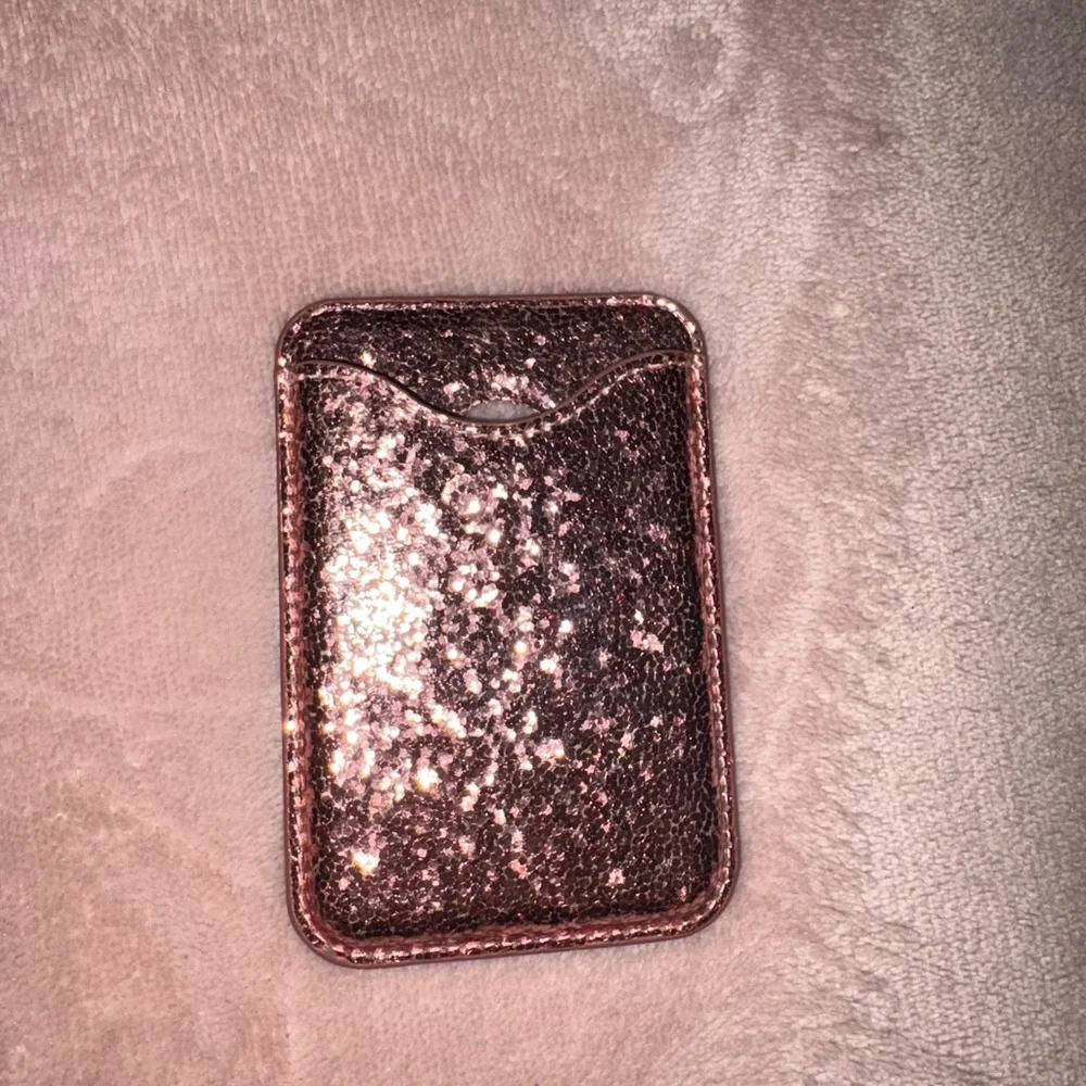 Magnetic Glittery Pink Card Holder for Cell Phones